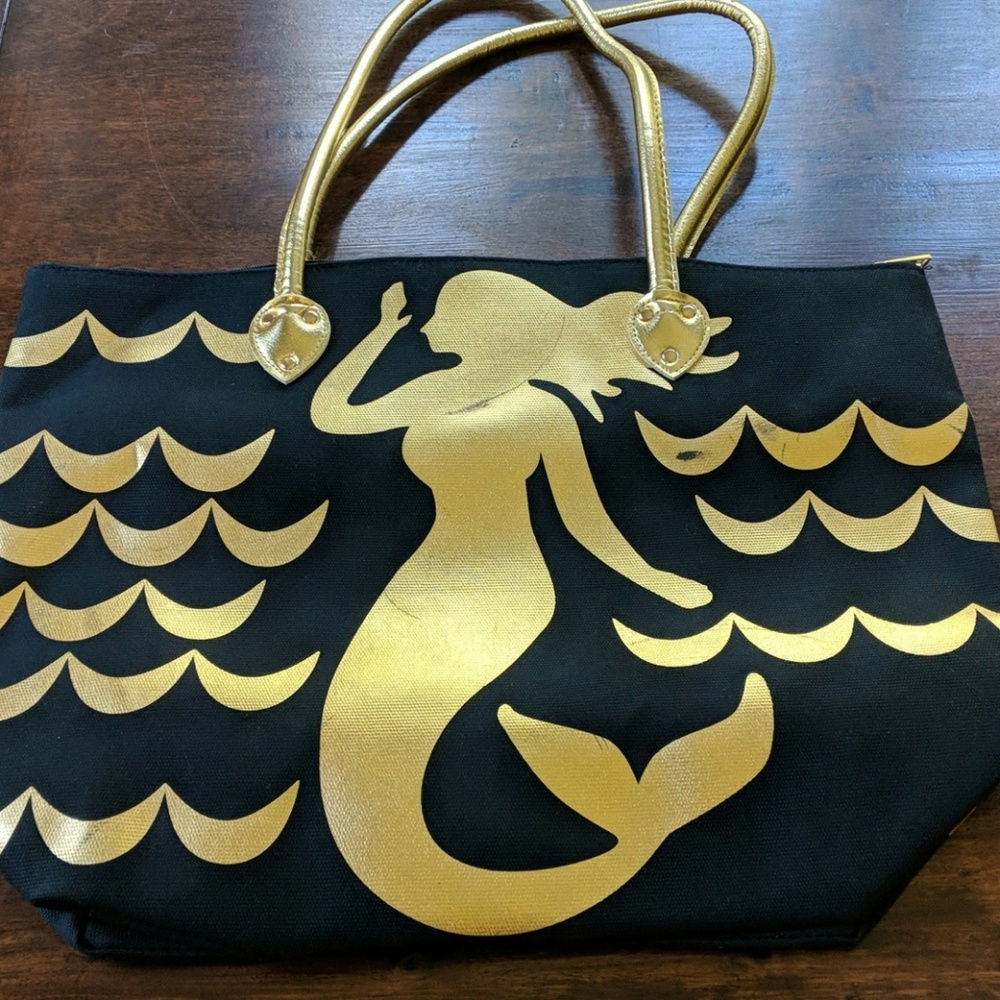 Gold Mermaid Beach Tote New with Flaws